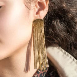 Boucles D'Oreilles Grand Fil (Or)